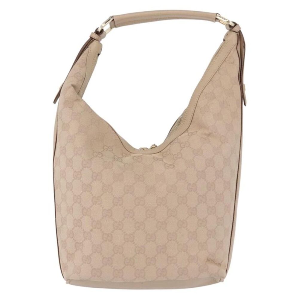 Gucci Zip Hobo Canvas Beige Canvas Handbag